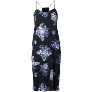 Tibi navy blue floral silk slip dress